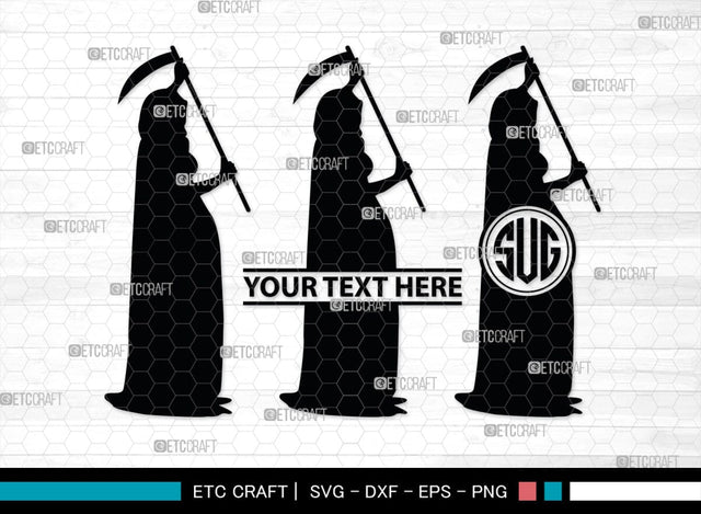 Grim Reaper Girl Monogram, Grim Reaper Silhouette, Grim Reaper Girl SVG, Death Svg, Halloween Svg, SB00366 SVG ETC Craft 