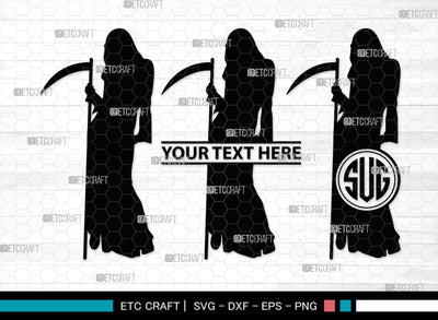 Grim Reaper Girl Monogram, Grim Reaper Silhouette, Grim Reaper Girl SVG, Death Svg, Halloween Svg, SB00366 SVG ETC Craft 