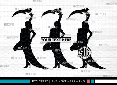 Grim Reaper Girl Monogram, Grim Reaper Silhouette, Grim Reaper Girl SVG, Death Svg, Halloween Svg, SB00366 SVG ETC Craft 