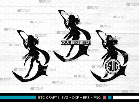 Grim Reaper Girl Monogram, Grim Reaper Silhouette, Grim Reaper Girl SVG, Death Svg, Halloween Svg, SB00366 SVG ETC Craft 