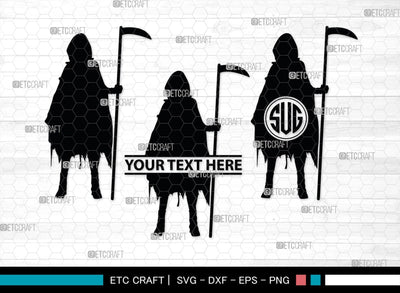 Grim Reaper Girl Monogram, Grim Reaper Silhouette, Grim Reaper Girl SVG, Death Svg, Halloween Svg, SB00366 SVG ETC Craft 