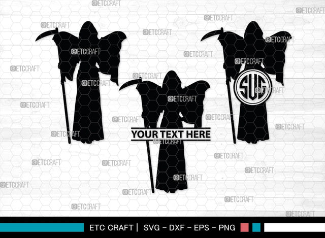 Grim Reaper Girl Monogram, Grim Reaper Silhouette, Grim Reaper Girl SVG, Death Svg, Halloween Svg, SB00366 SVG ETC Craft 