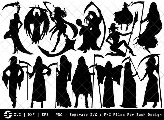 Grim Reaper Girl SVG | Silhouette Bundle | SVG Cut File SVG ETC Craft 