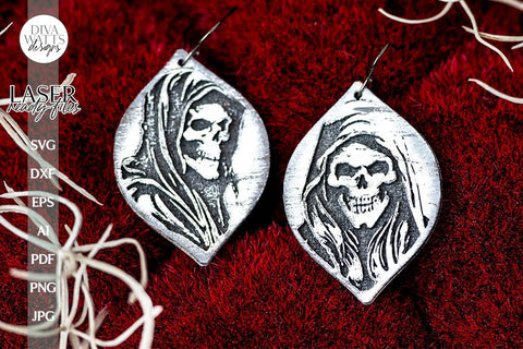 Grim Reaper Glowforge Earrings Grim Reaper Earrings for Halloween Grim Reaper Earrings for Laser Earrings for Halloween Reaper Earrings SVG SVG Diva Watts Designs 