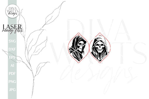 Grim Reaper Glowforge Earrings Grim Reaper Earrings for Halloween Grim Reaper Earrings for Laser Earrings for Halloween Reaper Earrings SVG SVG Diva Watts Designs 