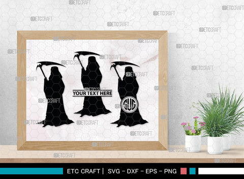 Grim Reaper Monogram, Grim Reaper Silhouette, Grim Reaper SVG, Death Svg, Halloween Svg, SB00365 SVG ETC Craft 