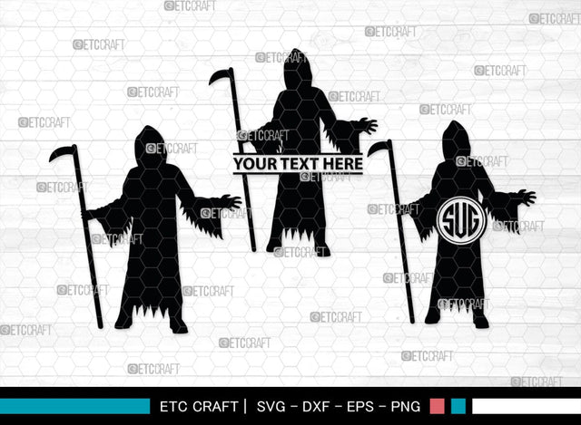 Grim Reaper Monogram, Grim Reaper Silhouette, Grim Reaper SVG, Death Svg, Halloween Svg, SB00365 SVG ETC Craft 