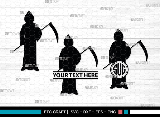 Grim Reaper Monogram, Grim Reaper Silhouette, Grim Reaper SVG, Death Svg, Halloween Svg, SB00365 SVG ETC Craft 