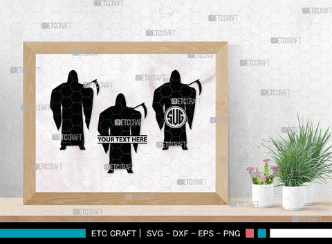 Grim Reaper Monogram, Grim Reaper Silhouette, Grim Reaper SVG, Death Svg, Halloween Svg, SB00365 SVG ETC Craft 