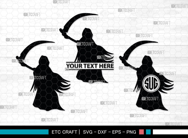 Grim Reaper Monogram, Grim Reaper Silhouette, Grim Reaper SVG, Death Svg, Halloween Svg, SB00365 SVG ETC Craft 