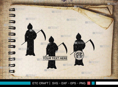 Grim Reaper Monogram, Grim Reaper Silhouette, Grim Reaper SVG, Death Svg, Halloween Svg, SB00365 SVG ETC Craft 