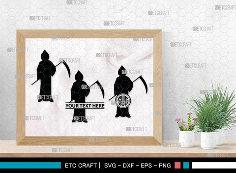 Grim Reaper Monogram, Grim Reaper Silhouette, Grim Reaper SVG, Death Svg, Halloween Svg, SB00365 SVG ETC Craft 
