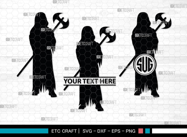 Grim Reaper Monogram, Grim Reaper Silhouette, Grim Reaper SVG, Death Svg, Halloween Svg, SB00365 SVG ETC Craft 