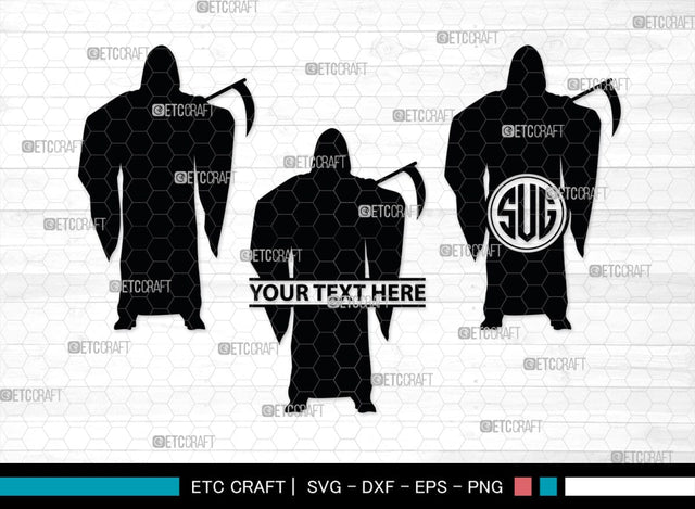 Grim Reaper Monogram, Grim Reaper Silhouette, Grim Reaper SVG, Death Svg, Halloween Svg, SB00365 SVG ETC Craft 