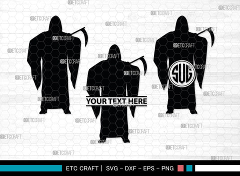 Grim Reaper Monogram, Grim Reaper Silhouette, Grim Reaper SVG, Death Svg, Halloween Svg, SB00365 SVG ETC Craft 