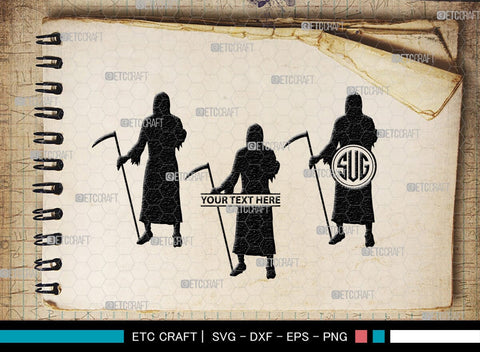 Grim Reaper Monogram, Grim Reaper Silhouette, Grim Reaper SVG, Death Svg, Halloween Svg, SB00365 SVG ETC Craft 