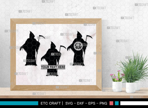 Grim Reaper Monogram, Grim Reaper Silhouette, Grim Reaper SVG, Death Svg, Halloween Svg, SB00365 SVG ETC Craft 