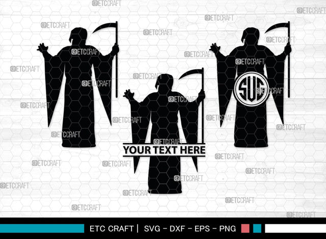 Grim Reaper Monogram, Grim Reaper Silhouette, Grim Reaper SVG, Death Svg, Halloween Svg, SB00365 SVG ETC Craft 