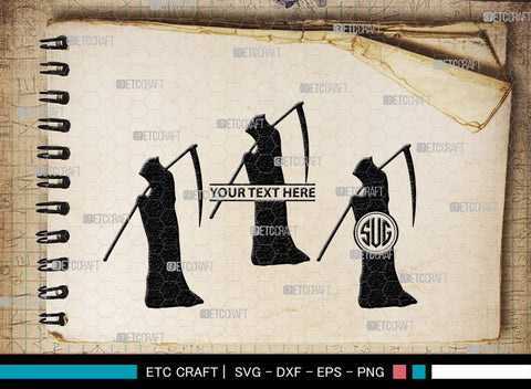 Grim Reaper Monogram, Grim Reaper Silhouette, Grim Reaper SVG, Death Svg, Halloween Svg, SB00365 SVG ETC Craft 