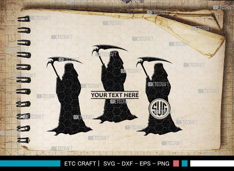 Grim Reaper Monogram, Grim Reaper Silhouette, Grim Reaper SVG, Death Svg, Halloween Svg, SB00365 SVG ETC Craft 