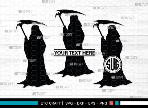 Grim Reaper Monogram, Grim Reaper Silhouette, Grim Reaper SVG, Death Svg, Halloween Svg, SB00365 SVG ETC Craft 