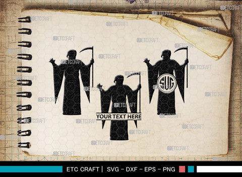 Grim Reaper Monogram, Grim Reaper Silhouette, Grim Reaper SVG, Death Svg, Halloween Svg, SB00365 SVG ETC Craft 