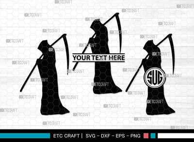 Grim Reaper Monogram, Grim Reaper Silhouette, Grim Reaper SVG, Death Svg, Halloween Svg, SB00365 SVG ETC Craft 