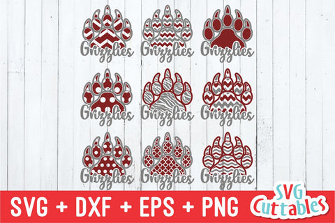 Grizzlies Pattern Paw Prints SVG Svg Cuttables 