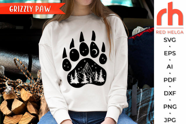 Grizzly Paw SVG - Woodland Scene Cut File SVG RedHelgaArt 