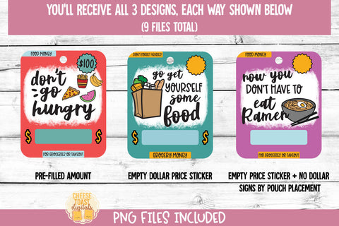 Grocery Money Card PNG Designs | Food Money Gift Sublimation Cheese Toast Digitals 