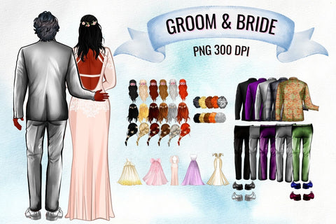 Groom & Bride Wedding Day Clipart SVG SvgOcean 