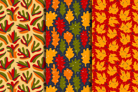 Groovy Autumn Seamless Patterns Digital Pattern Rin Green 