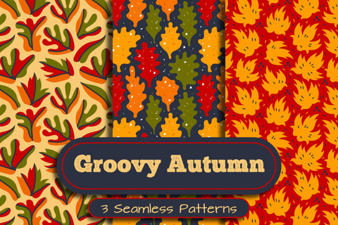 Groovy Autumn Seamless Patterns Digital Pattern Rin Green 