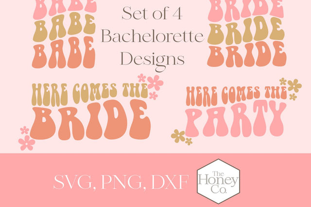 Groovy Bride Bachelorette Flower Retro SVG Bundle SVG The Honey Company 