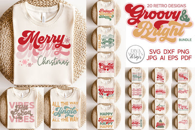 Groovy & Bright Retro Christmas SVG Bundle SVG Diva Watts Designs 