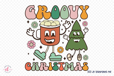 Groovy Christmas PNG Sublimation Design Sublimation CraftLabSVG 