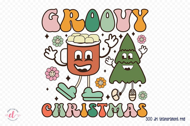 Groovy Christmas PNG Sublimation Design Sublimation CraftLabSVG 