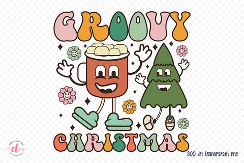 Groovy Christmas PNG Sublimation Design Sublimation CraftLabSVG 