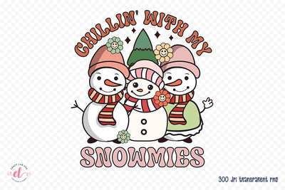 Groovy Christmas Snowmies Sublimation Design Sublimation CraftLabSVG 