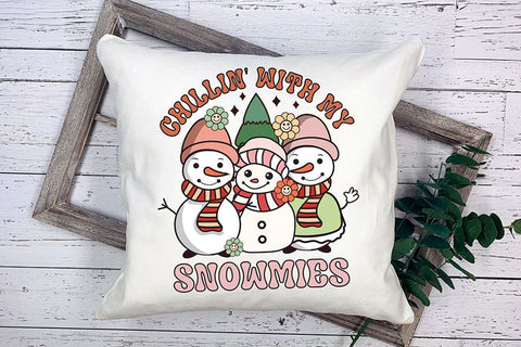 Groovy Christmas Snowmies Sublimation Design Sublimation CraftLabSVG 