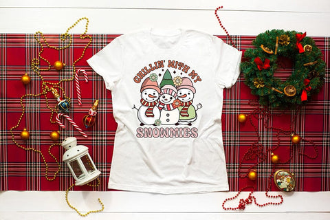 Groovy Christmas Snowmies Sublimation Design Sublimation CraftLabSVG 