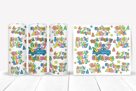 Groovy Christmas Tumbler Sublimation I 20 Oz Christmas Tumbler PNG Sublimation Happy Printables Club 