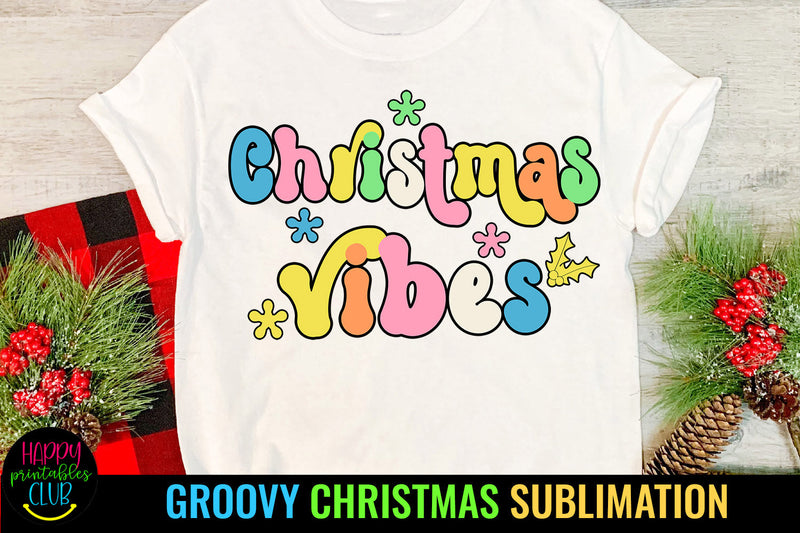 Groovy Christmas Vibes Sublimation I Retro Christmas PNG - So Fontsy