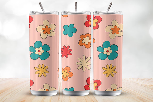 Groovy colorful floral Tumbler Wrap Sublimation Design Sublimation MockupSvgVenue 