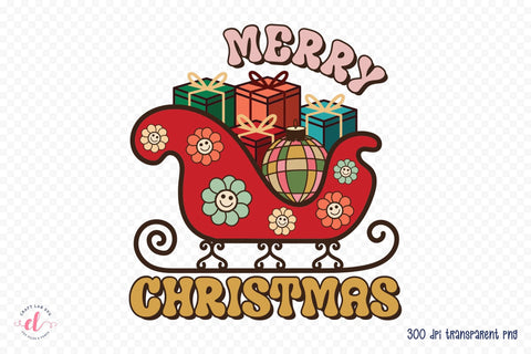 Groovy Merry Christmas Sublimation PNG Sublimation CraftLabSVG 