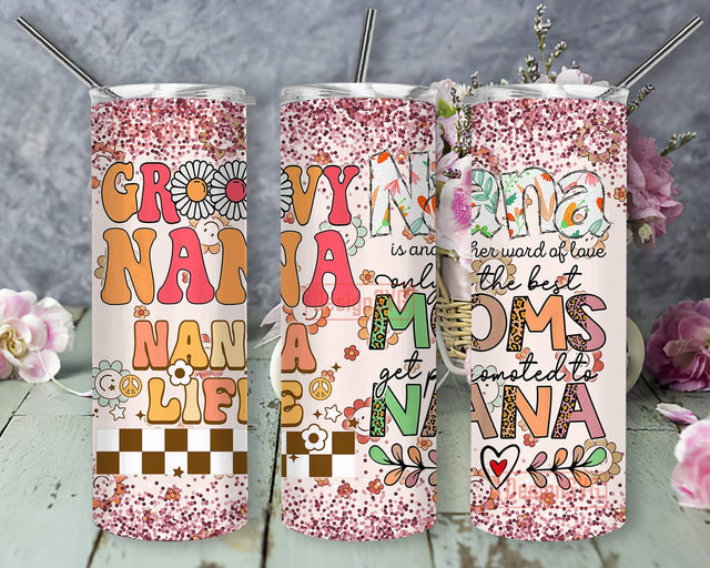 Groovy Nana Tumbler Png, Nana Life 20oz Skinny Tumbler, Mom Tumbler Design, Nana Design Png, Mothers Day Sublimation Png, Instant Download Sublimation DesignSVG 
