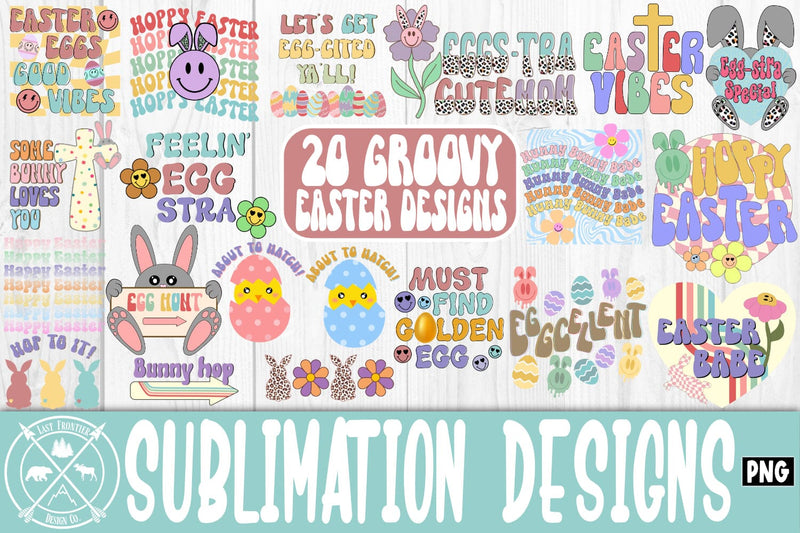 Groovy Retro Easter Sublimation Bundle|Easter PNG Sublimation Last Frontier Design Co. 
