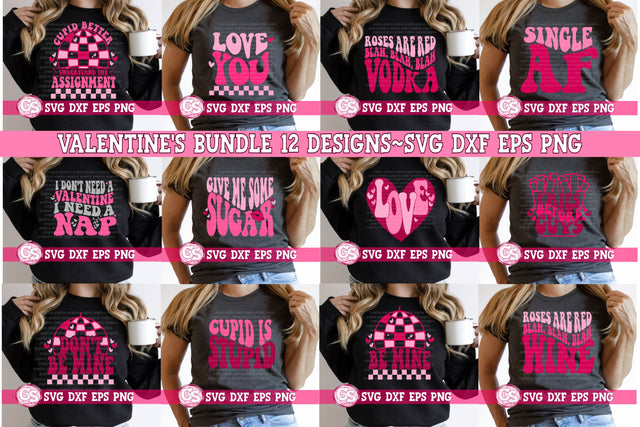 Groovy Retro Valentine's Day Bundle SVG DXF EPS PNG SVG Greedy Stitches 