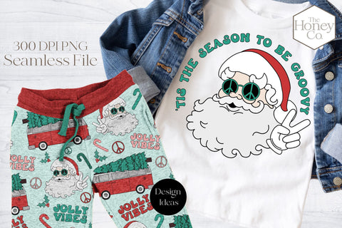 Groovy Santa Seamless Pattern| Christmas Sublimation PNG Digital Pattern The Honey Company 