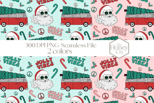 Groovy Santa Seamless Pattern| Christmas Sublimation PNG Digital Pattern The Honey Company 